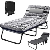 MOPHOTO 4-Fold Folding Lounge Chair, Folding Reclining Chair, Portable Folding Chair with Pillow,...