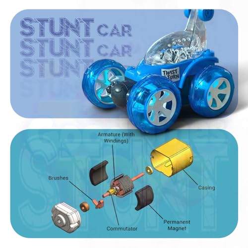 Image of USB Rechargeable 360 Remote control Stunt Car Toy for Kids, Big Size 4WD RC Racing Car for Boy & Girls with RGB Lights Music,Anti-Skid Rubber Tires, Age 4+, Indoor Outdoor Play(9802 BLUE)