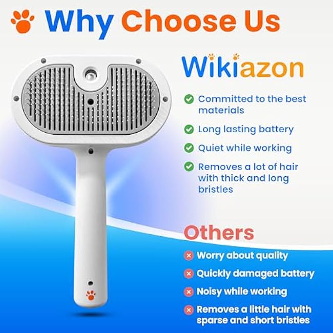 Pet Steam Brush For Cat & Dog - Pets Spray Hair Removal Comb - Cats Indoor Shedding & Grooming Mist Tool - Water Steamer Brushes for Long & Short Haired Dogs - Spritz Defur Comb (White Pro)-2KZauuCP