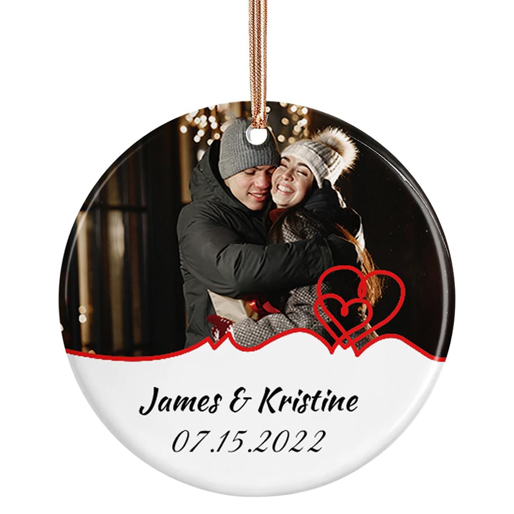 Bolas de Navidad Personalizadas con Fotos 2023, Adorno Navideño Personalizado de Cerámica para Parejas, Regalos Originales de Navidad para Familiares y Amigos