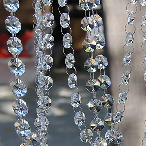 Vovov 20Ft Clear Crystal Garland Chandelier Octagon Beads Chain Beaded Trim #TOP2