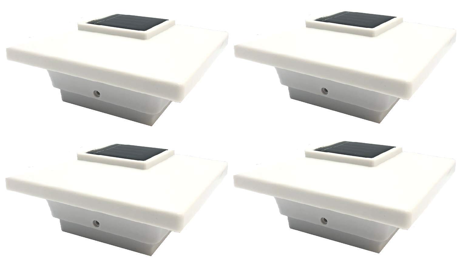 RELIGHTABLE Solar (4-Pack) Low Profile Black/White Will Fit 3.5"X3.5" and 4"x4" Post Deck Cap Fence LED Light (White)