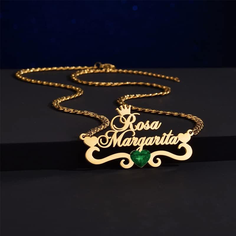 Miniatura 2 de Collar con nombre de oro de 10 quilates personalizado para mujer, oro macizo de 10 quilates, 14 quilates, 18 quilates, collar con nombre