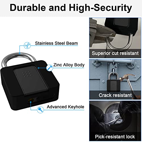 Anweller Large Fingerprint Padlock, Weatherproof Biometric Smart Lock With Key For Outdoor Fence Gate Pool Shed Gym Locker Truck, With Removable Case #TOP2