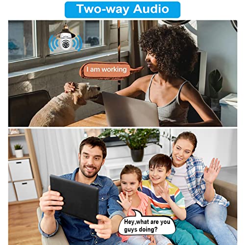 Light Bulb Security Camera, 1080P Wireless 2.4Ghz/5Ghz Wifi Outdoor Home Security Camera, 360° With Night Vision Light Socket Camera (1 Pack) #TOP2