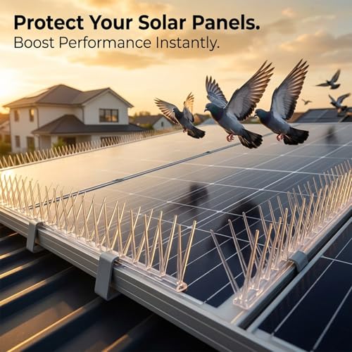 Image of Dual-Teeth Solar Panel Pigeon Deterrent Spikes | 30cm x 14cm Guard with Secure Clip-On Stands | No-Drill, No-Slip /No-Drill Mounting | UV-Safe (Dual Teeth Bird Spike Pack of 5)