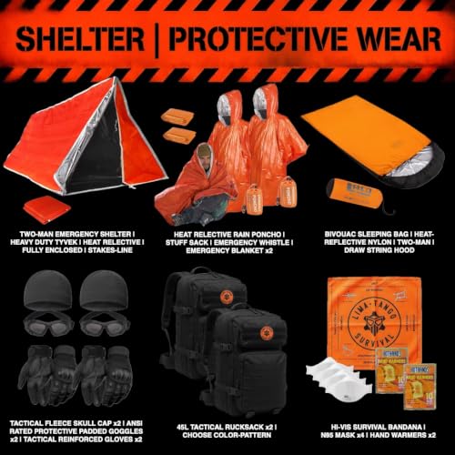 72 Hour Survival Kit - Two-Person 291 Pieces Survival Gear - 45L Go Bag, Bug Out Bag, Emergency Backpack, First Aid, Water Filter, Tools, Tent, Camping Essentials, Emergency Preparedness - THE Alpha - Image 2