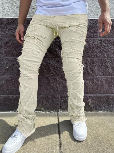 Men's Stretch Slim Fit Skinny Stacked Ripped Jeans Y2K Denim Pants Regular Fit Trousers Streetwear2