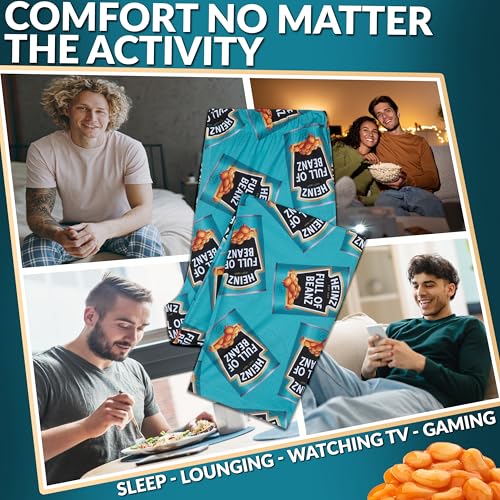 HEINZ Baked Beans Pajama Pants Mens Loungewear with Pockets Nightwear PJs Comfy Sleepwear Funny Gifts for Men (S, Teal)3