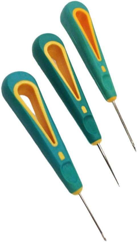 EXCEART 3pcs Silicone Handle Awls Multifunctional Sewing Tools for Crafting Includes Hook Round Hole Straight Tip Awls for Shoes Carpets Repair