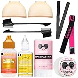Lace Front Wig Glue Set - Waterproof With Tools, Hair Wax Stick, Remover, Edge Control Wax, Wig Band, and Dual Brush