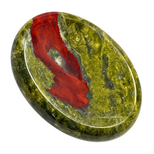 Image of Amazing Gemstone Dragon Bloodstone Worry Stone Crystals and Healing Stones - Worry Stones for Stress Relief Gifts - Piedra Crystal Fidget for Meditation - Unique Stocking Stuffers and Birthday Gifts
