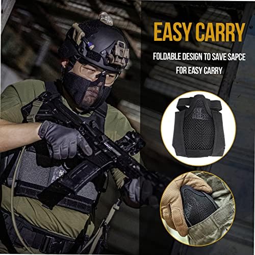 OneTigris 4.5" Tactical Foldable Half Face Mask Military Steel Mesh Mask Fit Women & Teenagers