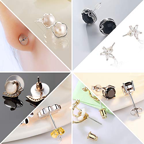 Image of 620 Pcs 12 Styles Earring Backs, iBayam Earring Backings for Studs Multiple Styles Earring Back Clips Earring Backs Metal Rubber Plastic Secure Earring Backs for Safety