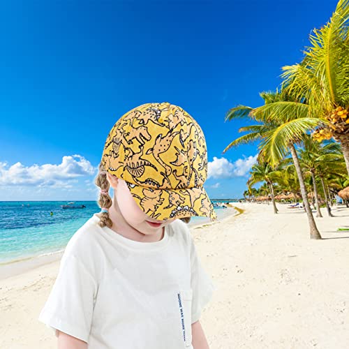 Toddler Baseball Hat Baby Dinosaur Print Cap Sun Visor Hat Summer Beach Hat Kids Adjustable Cap For 2-6Y Boys Girls (Yellow) #TOP2