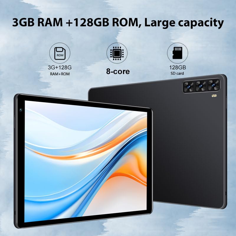 Image of 10.1inch Android 8.1 Tablet, 8-Core Tablet PC with Keyboard & Cases, 3GB+128GB(TF 256G), Dual 4G SIM, T860 GPU, BT5.0, GPS, WiFi 5, Face Unlock, Dual Cameras, 5000mAh Battery (Gray, 5)