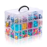 Arranpace 3 Layers Craft Stackable Storage Box, Art Container 30 Compartments Plastic Organizer Bin