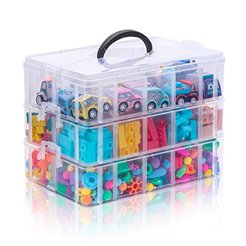 Arranpace 3 Layers Craft Stackable Storage Box, Art Container 30 Compartments Plastic Organizer Bin For Beads, Toy, Hair Accessories, Sewing, Washi Tapes, Nail Polish #TOP15