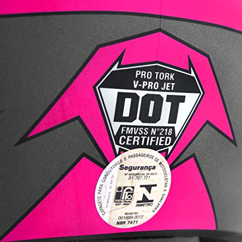 Pro Tork Capacete V-Pro Jet 3 Fosco 62 Preto/Rosa
