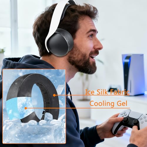 Image of SOULWIT Cooling Gel Earpads Cushions Replacement for Sony PlayStation 5 Pulse PS5 3D Wireless Headset, Ear Pads Cushions with Noise Isolation Foam - CG Black