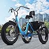 Geemax Electric Tricycle for Adults, 20" x 4.0 Fat Tire Electric Trike, 36V 350W 13Ah Lithium Battery UL Certified, Motorized 3 Wheel Electric Bicycle with Large Basket Outdoor Beach Sonw, Blue #1