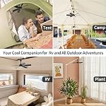 17.7" Inch Portable Ceiling Fan with Remote Control Timing 3 Speed,USB Plug In,5V DC Powered,6 Blades,Indoor/Outdoor RV Camping Tent Canopy,Gazebo,Beach,Hanging,Quiet,black