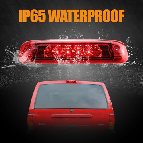 Image of Third 3rd Brake Light LED for Jeep Cherokee 1997 1998 1999 2000 2001, High Mount Rear Brake Lights Assembly for 97-01 Jeep Cherokee, Waterproof Center Cab Lamp Stop Light (Red)