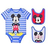 Disney Baby Boys' Monsters Inc, Mickey, or Buzz Lightyear 2 Bibs and Bodysuit Pack