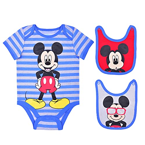 Image of Disney Baby Boys' Monsters Inc, Mickey, or Buzz Lightyear 2 Bibs and Bodysuit Pack