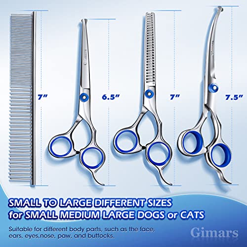 Gimars Professional 5 in 1 Grooming Scissors for Dogs 4CR with Safety Round Tip, Heavy Duty Titanium Coated Straight & Thinning & Curved Shears Gimars Professional 5 in 1 Grooming Scissors for Dogs 4CR with Safety Round Tip, Heavy Duty Titanium Coated Straight & Thinning & Curved Shears
