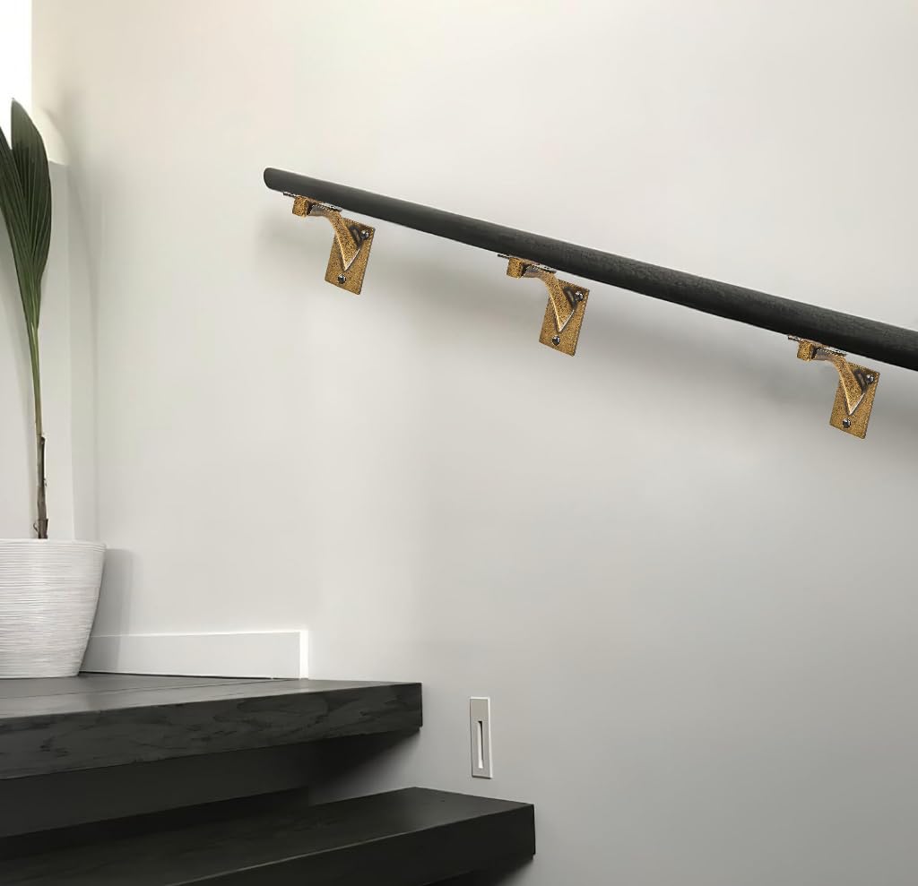 KHTUMEWARE-KH364 Antique English Brass Handrail Brackets 2-Pack in Antique English Brass — KHTUMEWARE
