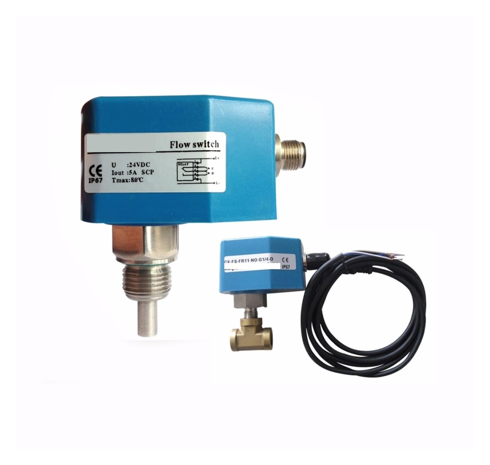 HEXEH Sensore di Flusso d'Acqua Digitale con Pressione Massima di 1..150 cm/s 100 Bar e Protezione IP67 Interruttore di Flusso Acqua