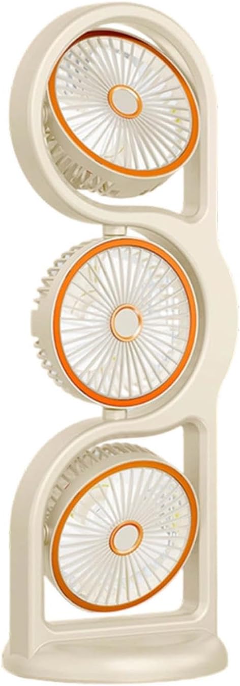 Portable Oscillating Tower Fan, 360° Tilt and 105° Auto Oscillation, 5 Adjustable Speed Settings, USB Rechargeable Compact Design for Home, Office, Bedroom and Travel Use (White)
