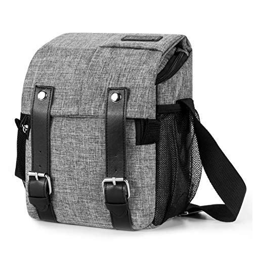 Amzbag Camera Bag DSLR Camera Messenger Bag Case with Shoulder Strap Carrying Shoulder Bag for Four Third, Hybrid, and High Zoom, Mirrorless Camera and Instax Instant Camera (Grey)