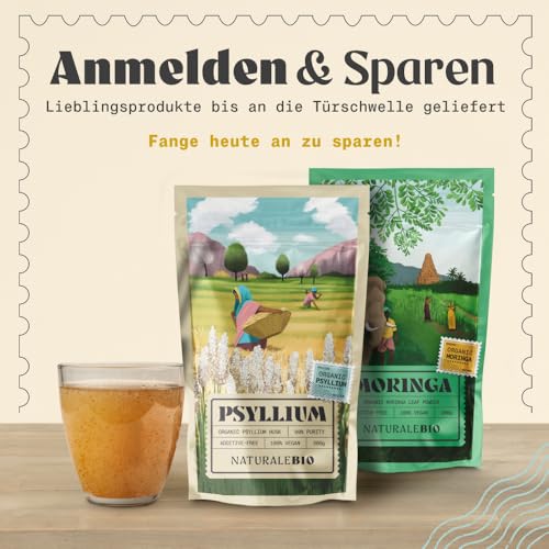 Foto von NaturaleBio Bio Flohsamenschalen 99% Reinheit Laborgeprüft Glutenfrei