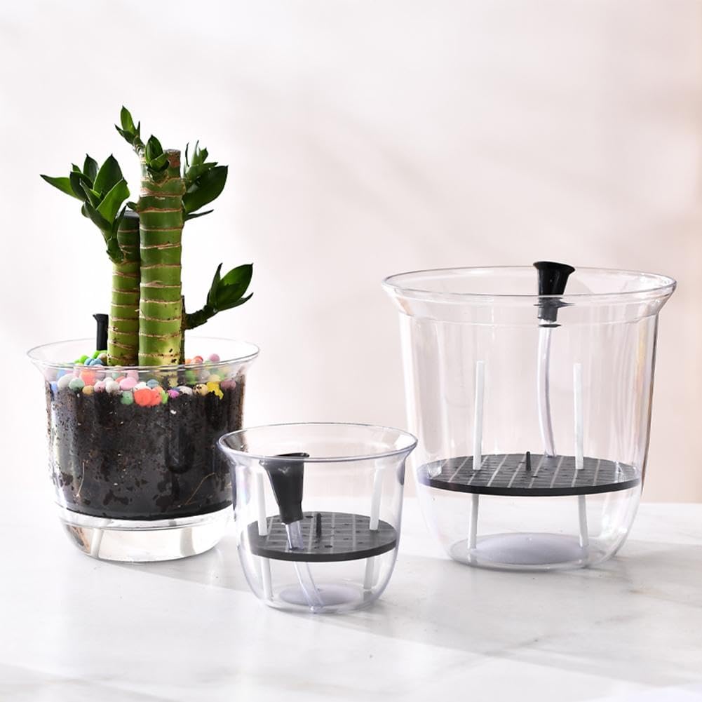 Indoor Self Watering Planter with Drainage Holes,Self Watering Pots for  Indoor Plants,Bottom Watering Glass Planter for Propagation,New Plastic  Flower Pots for Succulents, African Violet (L) : Amazon.ca: Patio, Lawn &  Garden