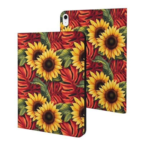 Étui iPad Pro 11 2025 avec mise en veille auto et motif tournesol