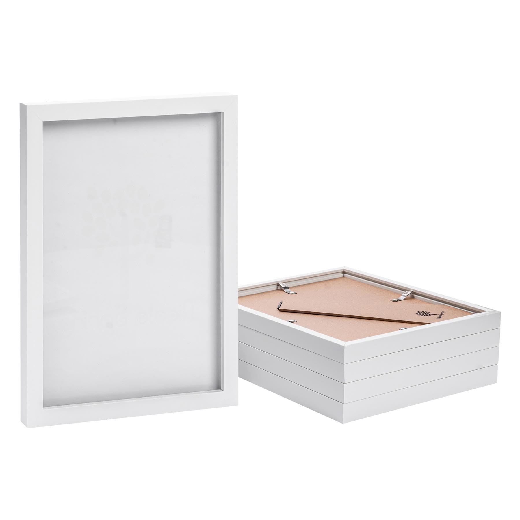 Nicola Spring A4 Photo Frame - Fits Photo Size 8 x 12 (20 x 30cm) - Pack of 5 - White Wall Mounted Portrait Picture Photo Frame with Stand Freestanding Photo Certificate Display Poster