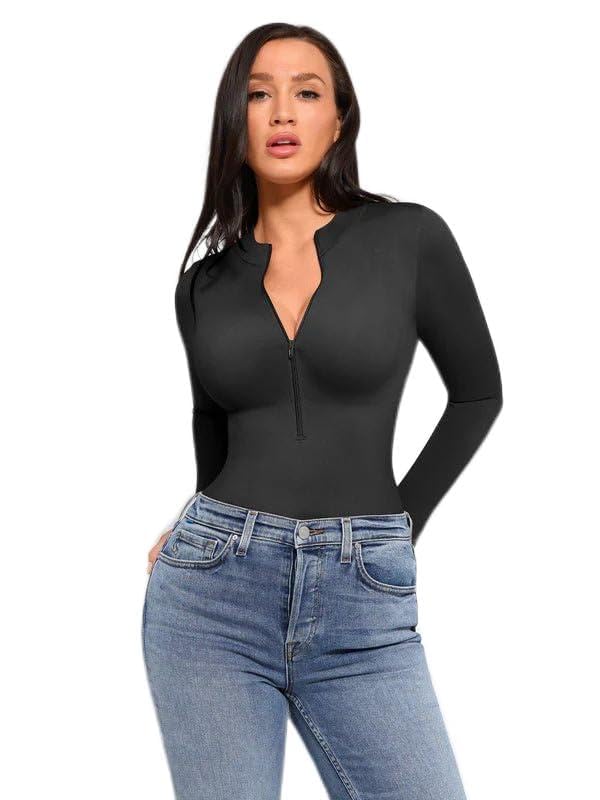 Shapewear for Women | High Compression Bodyshaper Bodysuit |Seamless Long Sleeve Zipper Bodysuit-picture-47