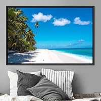 Framed Canvas Wall Art Palm Tree Colorful Cool Group Multicolor Photography Places Realism - 16x24 inches