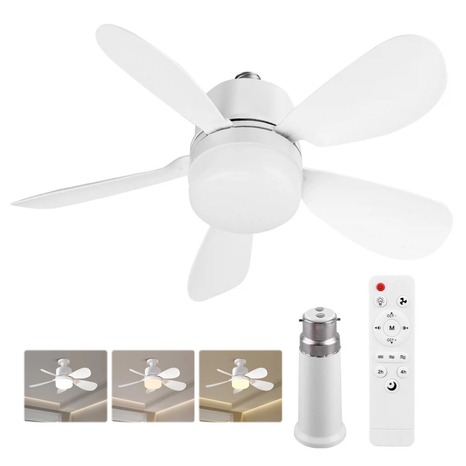 52Cm+B22 Ceiling Fans With Led Lantern And Remote, E26/E27 Base Ceiling Fan Lights With Detachable 5 Blades, 3 Speeds, 3 Dimmable Colors 3000K-6500K, Led Ceiling Fans For Bedroom Living Room Dorm