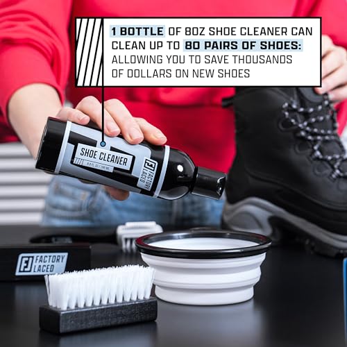 FACTORY LACED Shoe Cleaning Kit – Complete Sneaker Cleaner with 4 Brushes, 8oz Solution, Shoe Trees & Microfiber Towel – Works on Leather, Suede, Canvas & Mesh by FACTORY LACED - Image 4