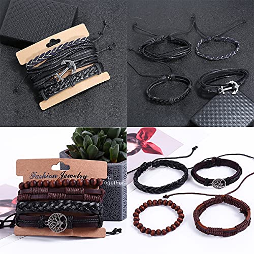 Sonnyx 9 Pack Mens Leather Bracelets Set For Men Women Woven Wrist Cuff Bracelets Hemp Cords Wooden Beads Ethnic Tribal Handmade Wrap Adjustable Braided Leather Braceletswristband Bracelets #TOP5