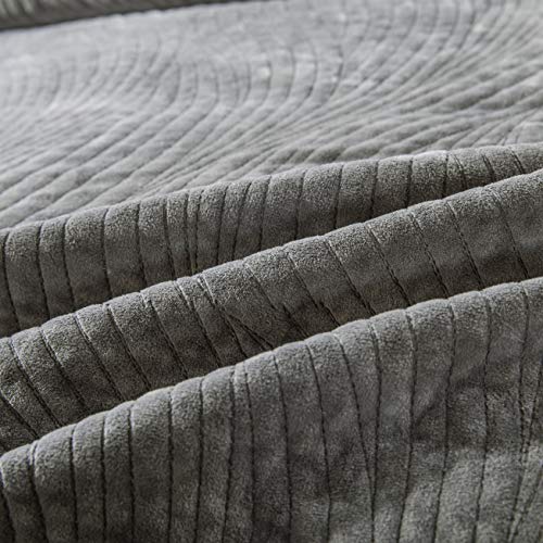 Tache Velvet Dreams Luxurious Velveteen Velour Super Soft Plush Warm Cozy Elegant Ripple Waves Stitch Quilted Coverlet Taupe Gray Brown Bedspread Set, Twin — view 3