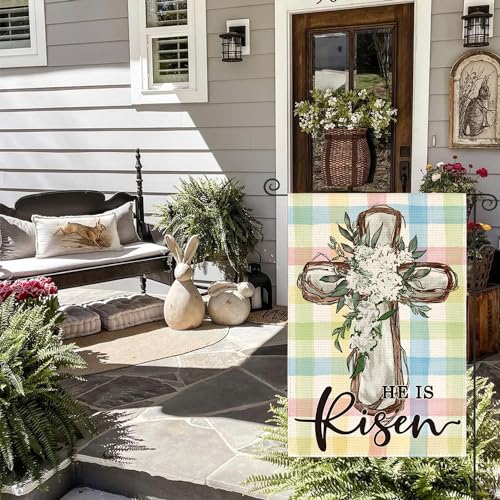 Drapeau de jardin de Pâques double face en tissu robuste de 45 cm