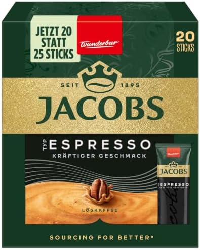 Jacobs Type Espresso Soluble Ground Coffee, 25 Portions (1box)
