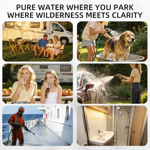 Image of Filterelated Upgraded 3-Stage RV Water Filter w /Bracket, PP+Polyphosphate, Carbon Block & 0.01μm UF, 3 /4 inch Brass Fittings, Reduces Sediment, Chlorine, Metals, Odors - for Camper, Boat, Garden