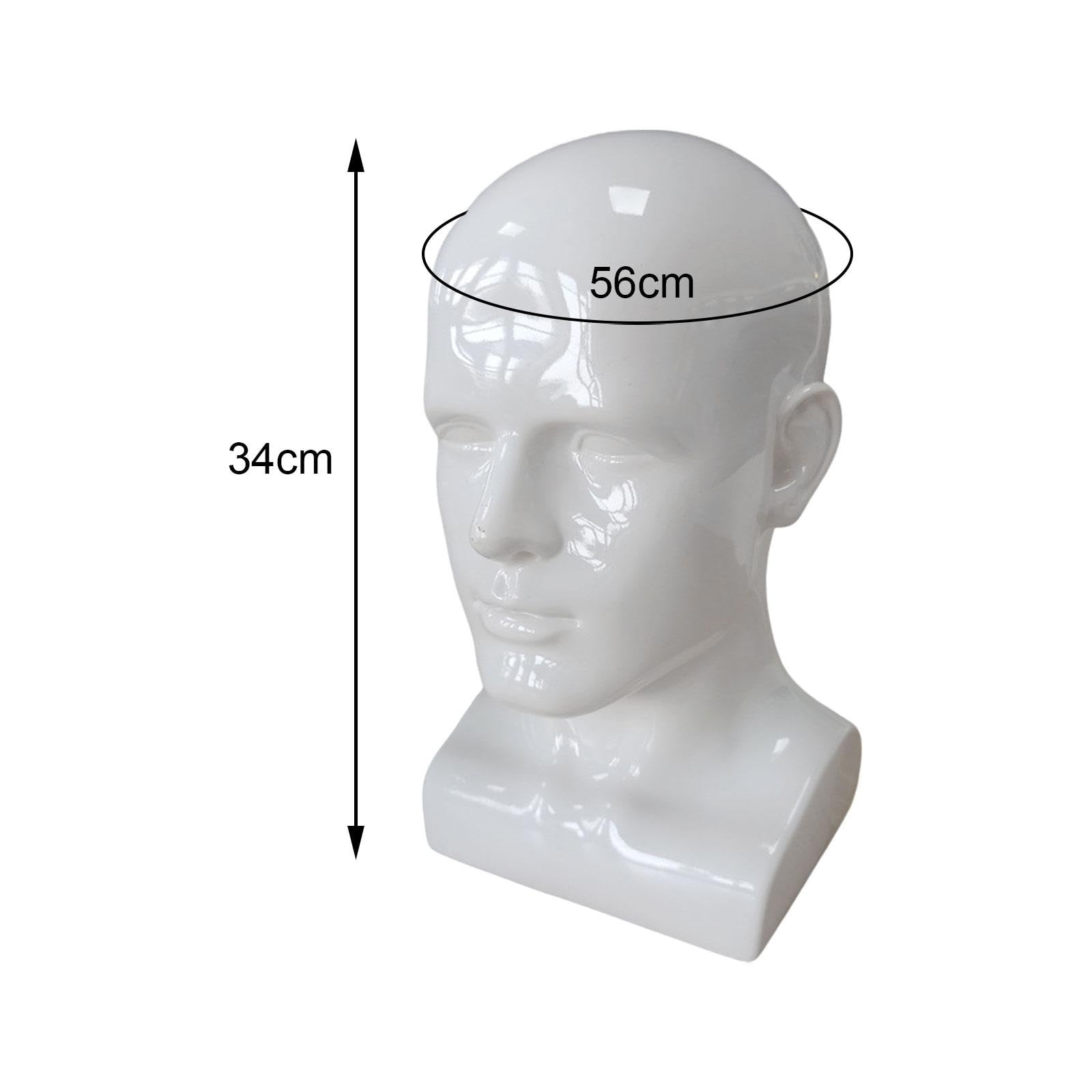 Milageto Männer Mannequin Kopf PVC Display Ständer Glanz Farbe Beauty Styling Werkzeug Zubehör für Hut Schal Perücken 13,4 Zoll hoch, Weiß