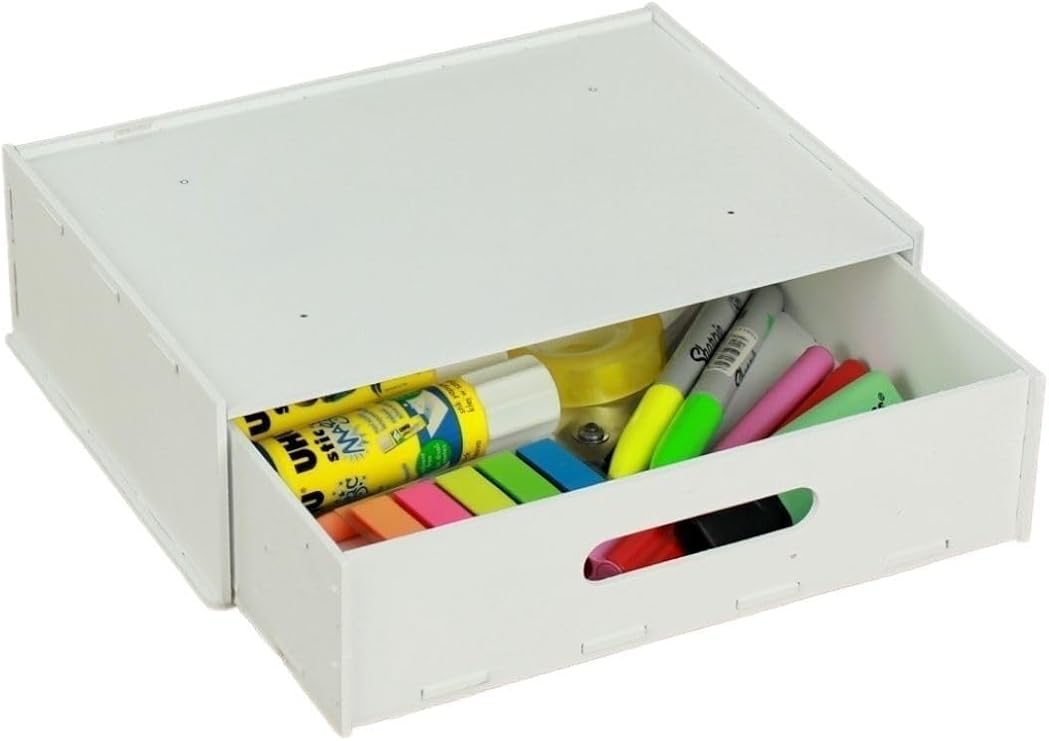 Gizli Çekmece Organizer Masa Altı Saklama Kabı Beyaz Renk Model 1 8683400402630