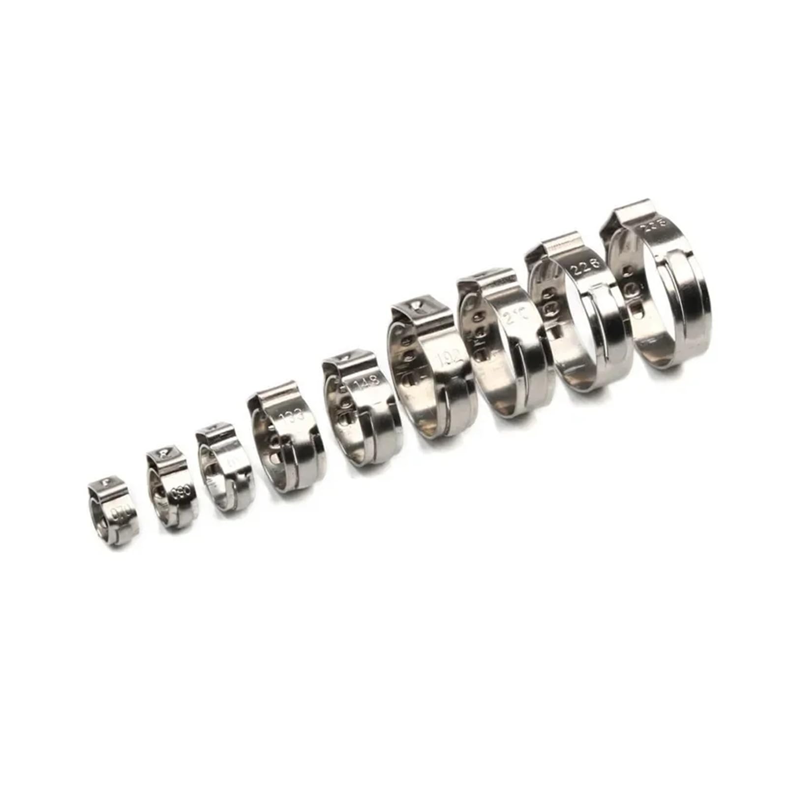 25 pz Morsetti Singolo Orecchio Continuo 6.5-38.1mm 304 Fascette In Acciaio Inox Fascette Cinch Morsetti Anelli for Sigillare Tipi di tubo(25pcs 21.0mm)
